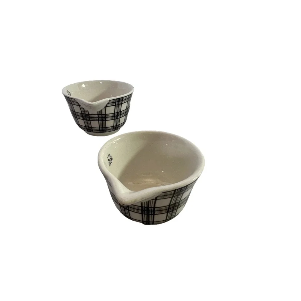 Robert Stanley Black & White Plaid 3 Set Measuring Cups 1/2‎ Cup 1/4 Cup 1/3 cup